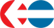 A red and blue circle with triangles on it