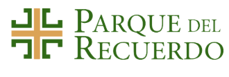 Logo de Parque del Recuerdo con cruz verde y dorada sobre fondo blanco