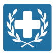 A blue and red heart with two people inside of it