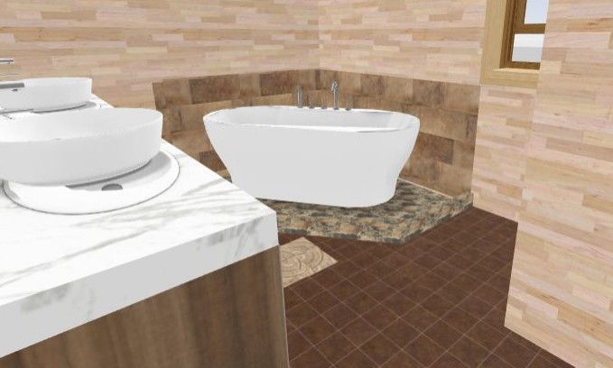 3D Rendering Design Of Bathroom With Bathtub