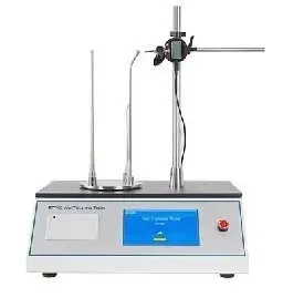 Un instrumento de ensayo de laboratorio con pantalla digital y sondas.