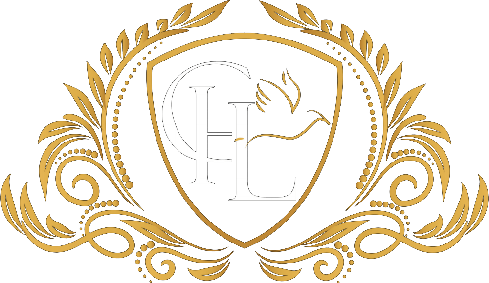 A gold laurel wreath on a white background.