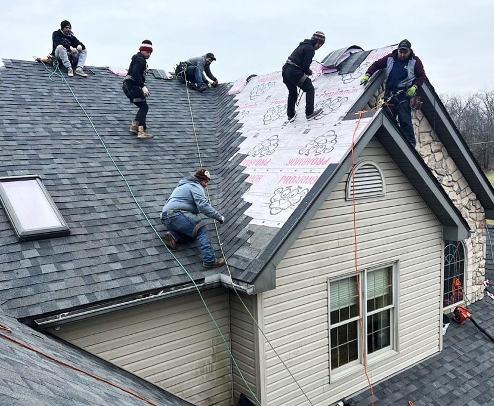 Roofing team adding new roof in Berks County