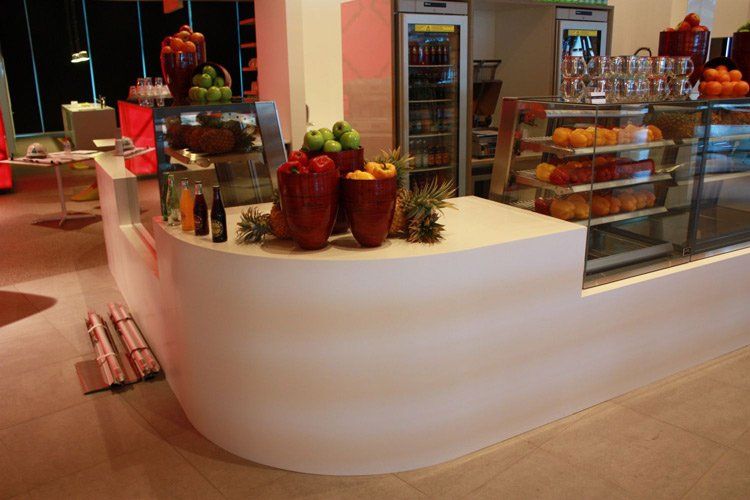 solid surface counter at restaurant