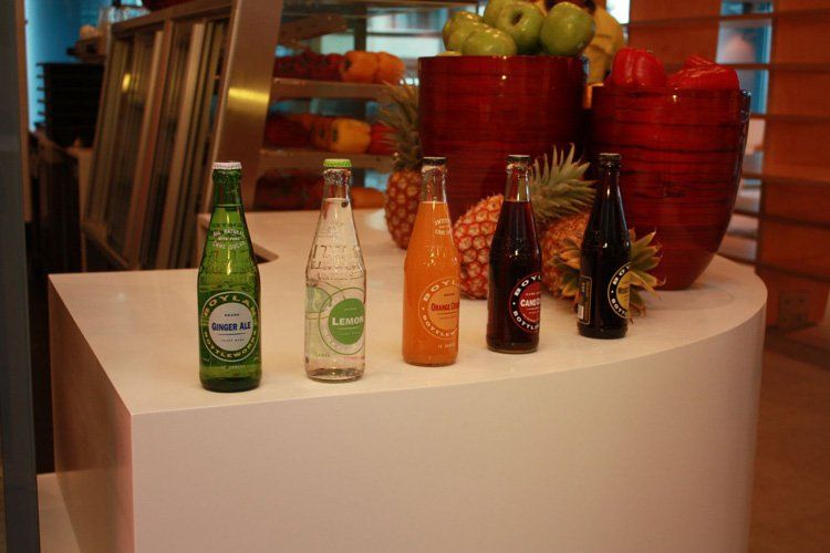 solid surface counter with bottled drinks