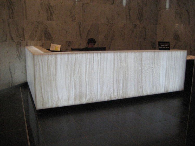textured solid surface reception area