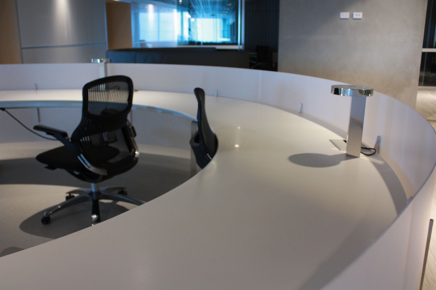 round solid surface desk