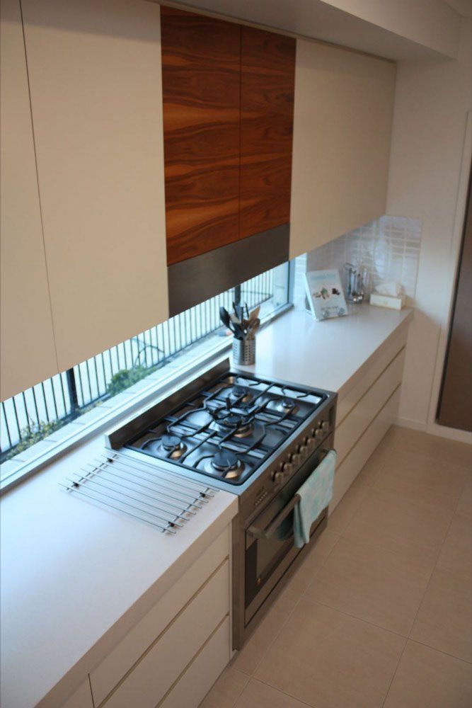modern kitchen with solid surface counter tops