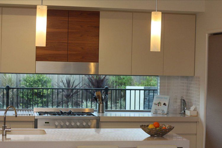 solid surface counter tops with window behind
