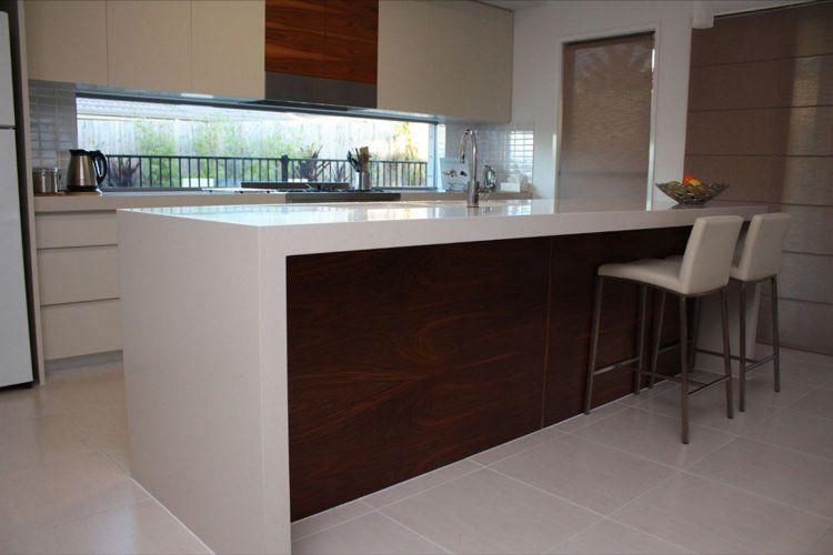 solid surface counter tops breakfast bar in kitchen