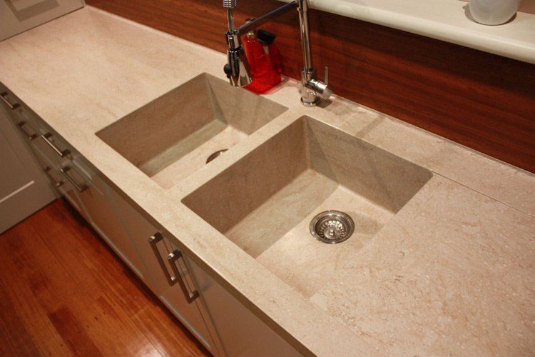 solid surface counter with double sink