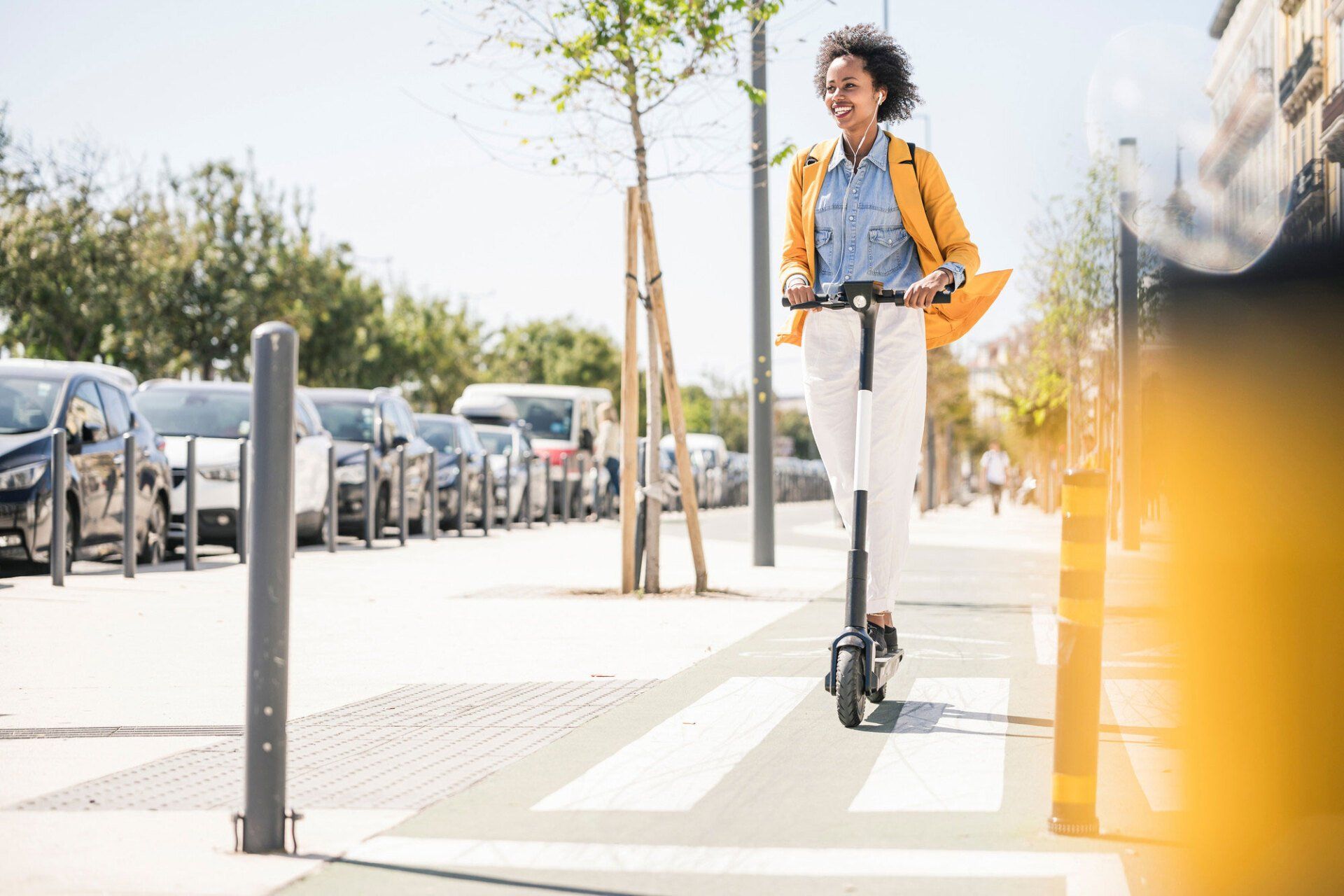 wide shot of an electric scooter