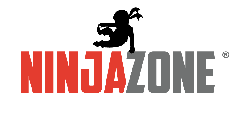 A logo for ninjazone with a silhouette of a ninja