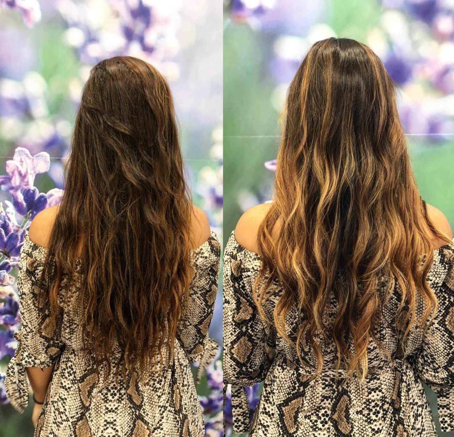 capelli prima e dopo la colorazione naturale