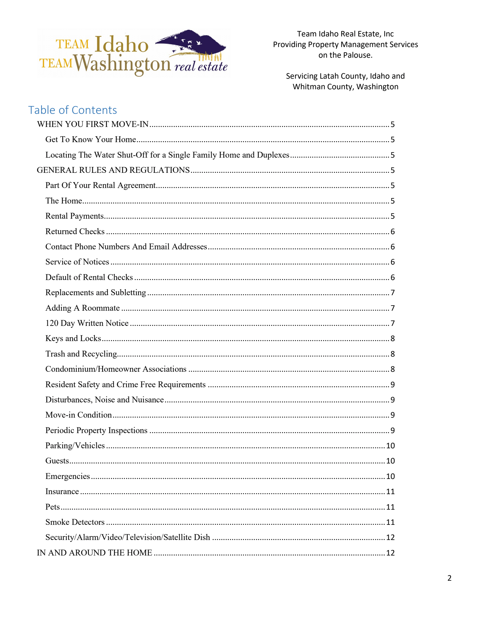 Tenant Handbook Page 1