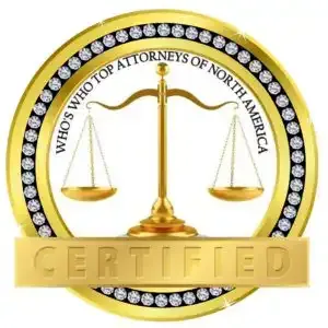 A gold coin that says who 's who top attorneys of north america certified