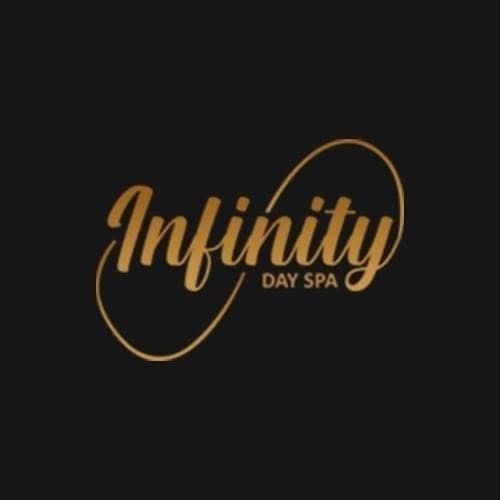 Infinity day spa logo on a black background
