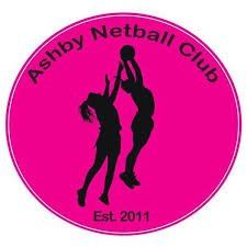 The logo for the ashby netball club shows two women playing netball.