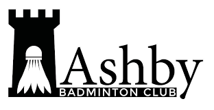 A black and white logo for ashby badminton club