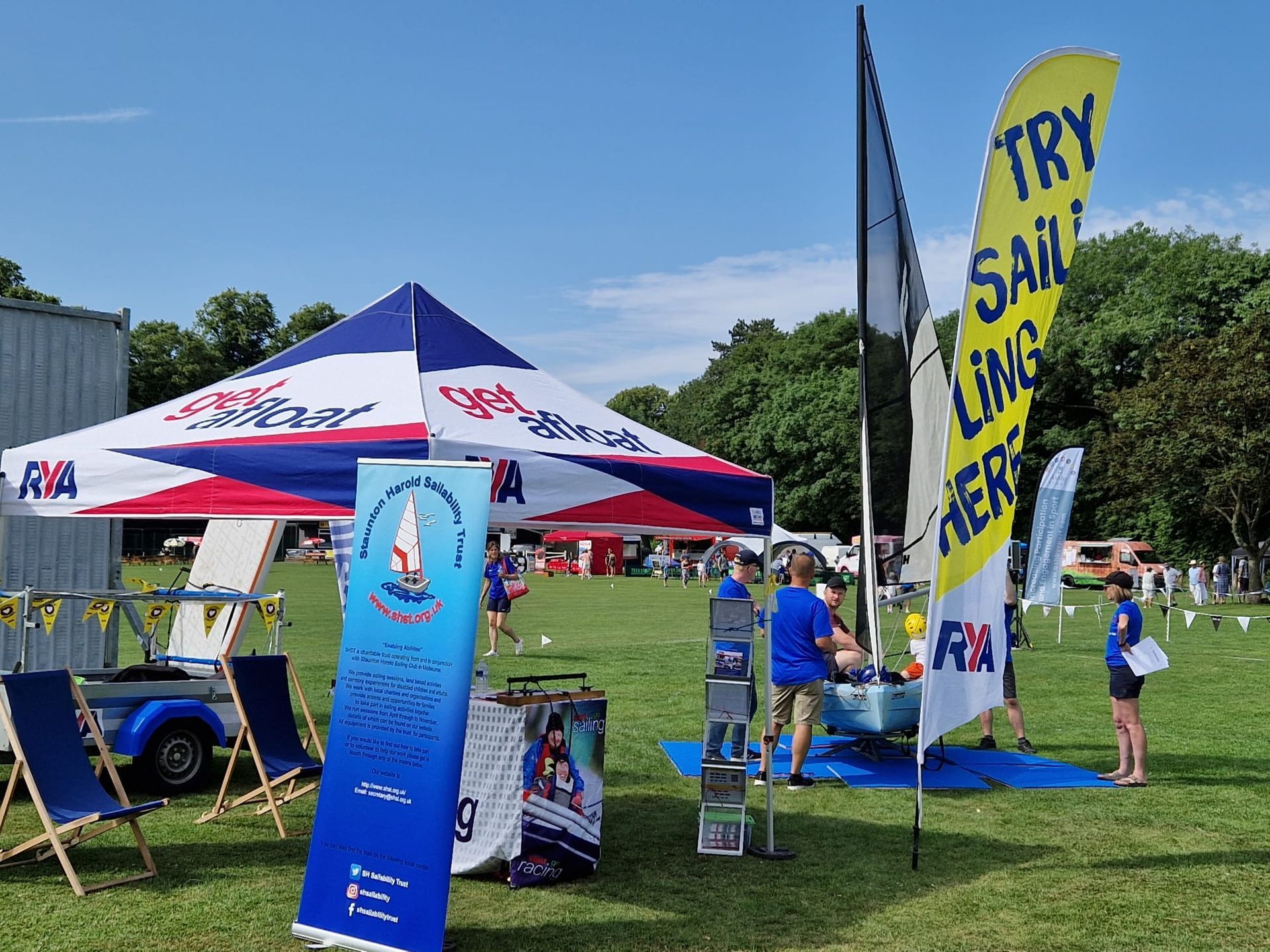 A tent with a sign that says try sail