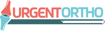 Logo for Urgent Ortho in Auburn. Features a knee joint graphic, red 