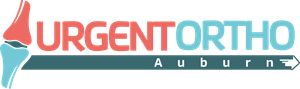 Logo for Urgent Ortho in Auburn. Features a knee joint graphic, red