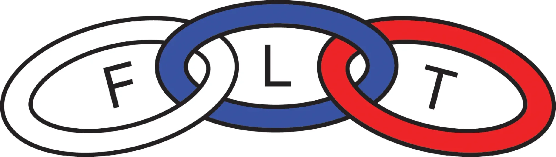 A red , white and blue circle with the word fold written inside of it.