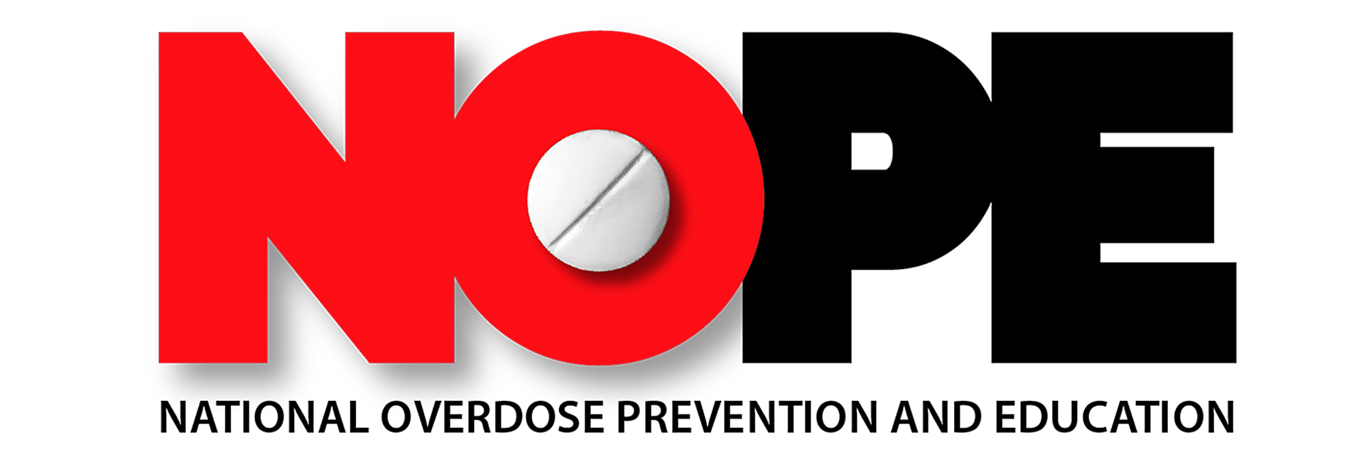 Logo for for an overdose prevention non-profit using a pill in the center of an 