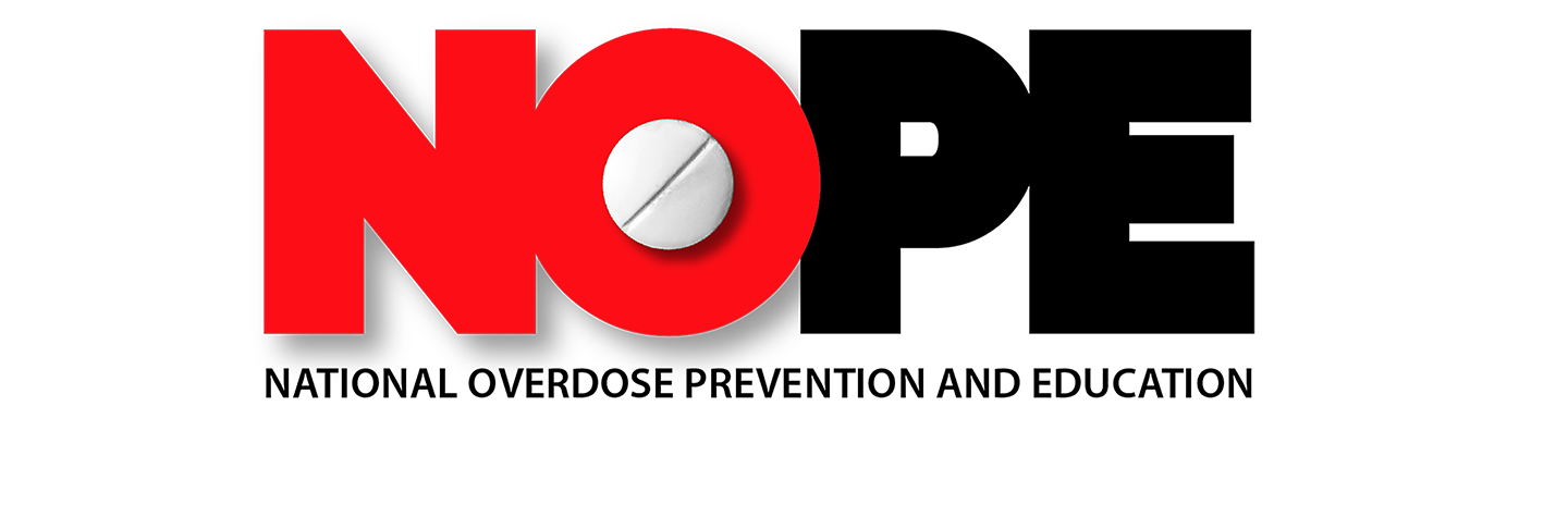 Logo for for an overdose prevention non-profit using a pill in the center of an 