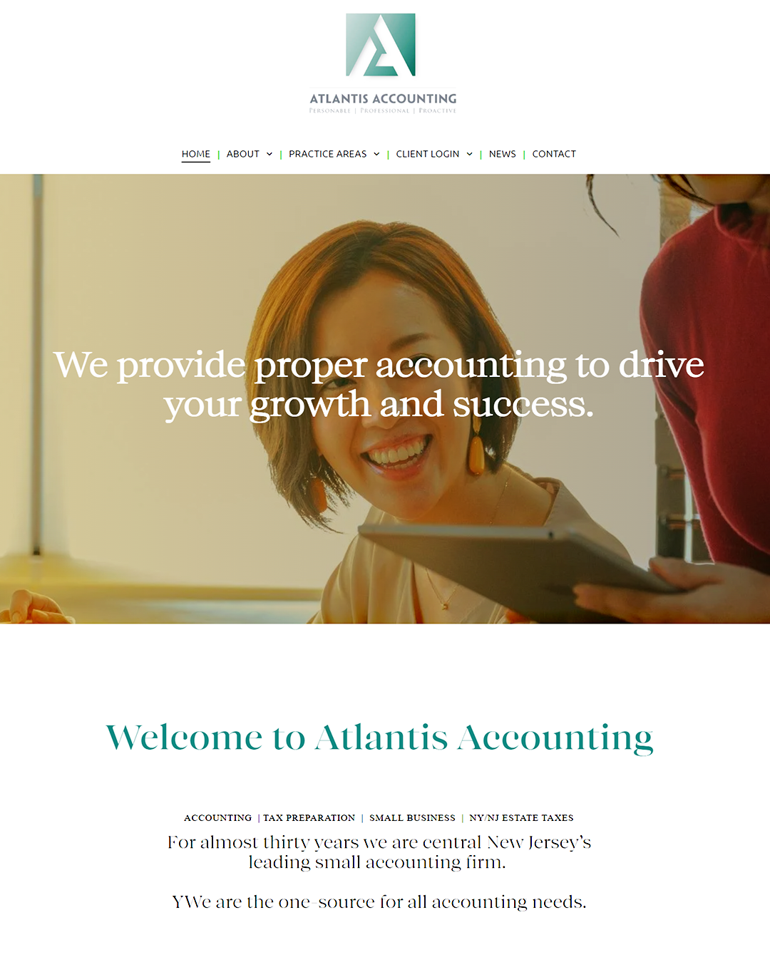 Image of the home page of an Accounting Firm in Princeton, NJ