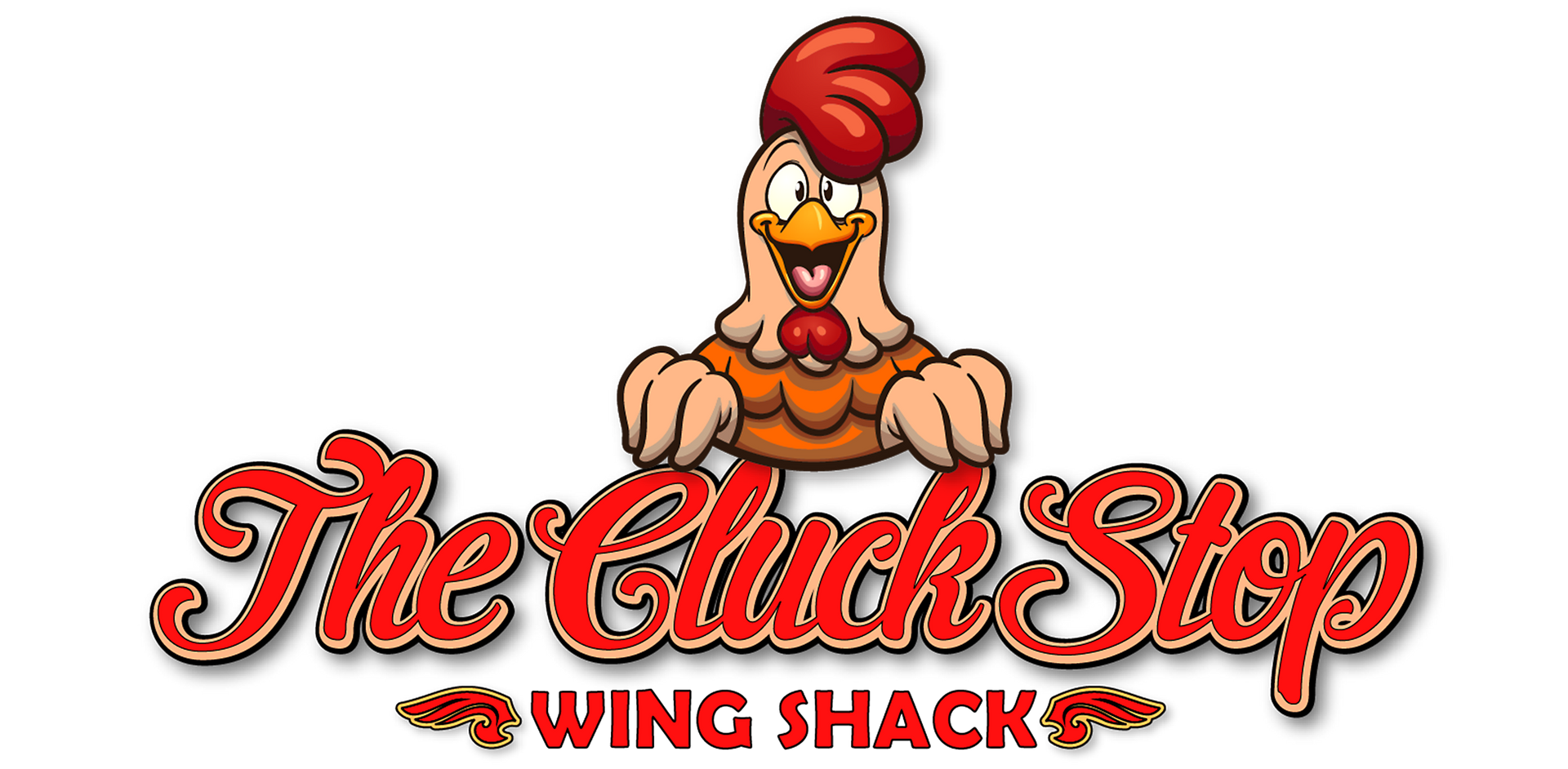 Logo for The Cluck Stop, a wing shop restaurant