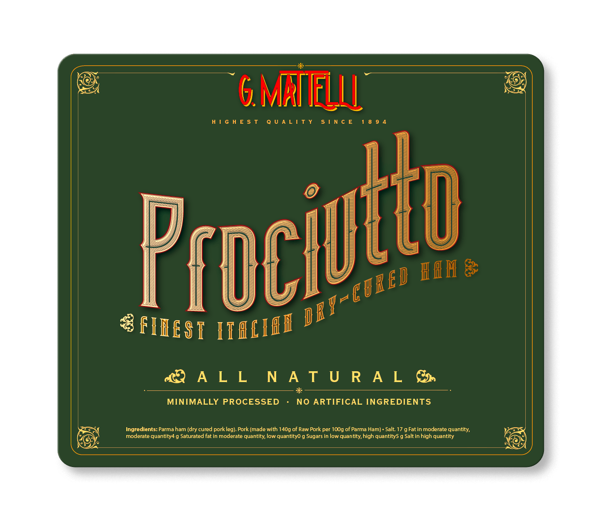 label design for Prociutto