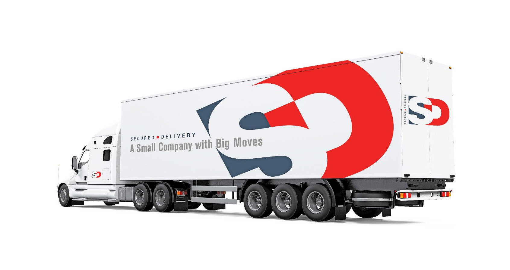 image of truck with trailer with big logo on it