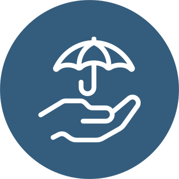 hand with umbrella icon