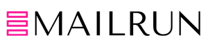 MAILRUN logo with pink triple-line bars. Black text.