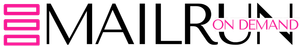 MAILRUN logo with pink triple-line bars. Black text.