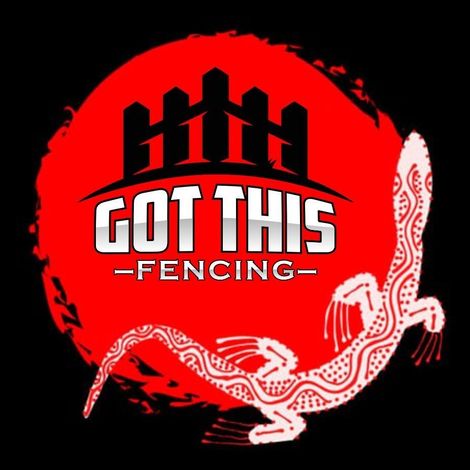 A logo for got this fencing has a lizard on it