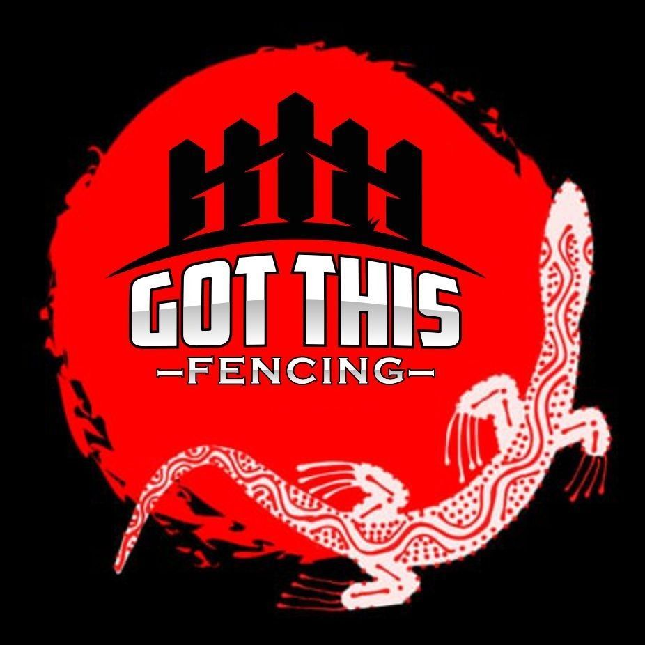 A logo for got this fencing has a lizard on it