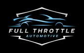 Logo: Blue car silhouette inside a silver shield, with "FULL THROTTLE AUTOMOTIVE" in white on a black background.