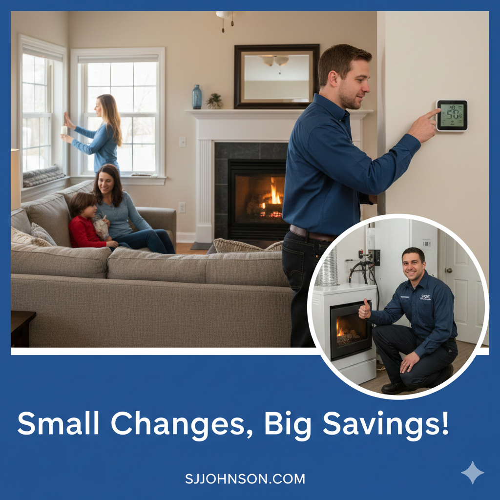 home heating man adjusting thermostat