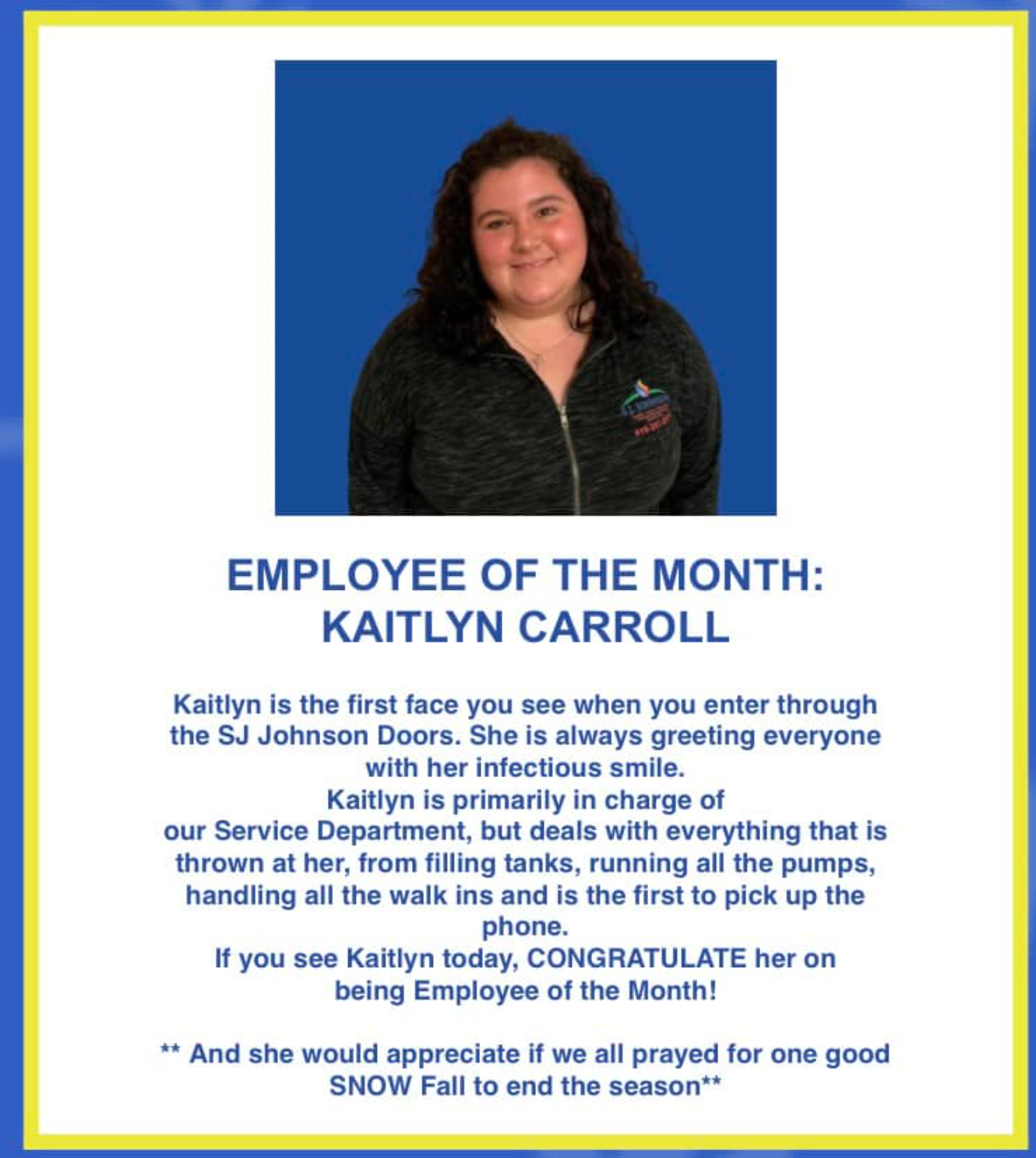sjjohnson employee of the month