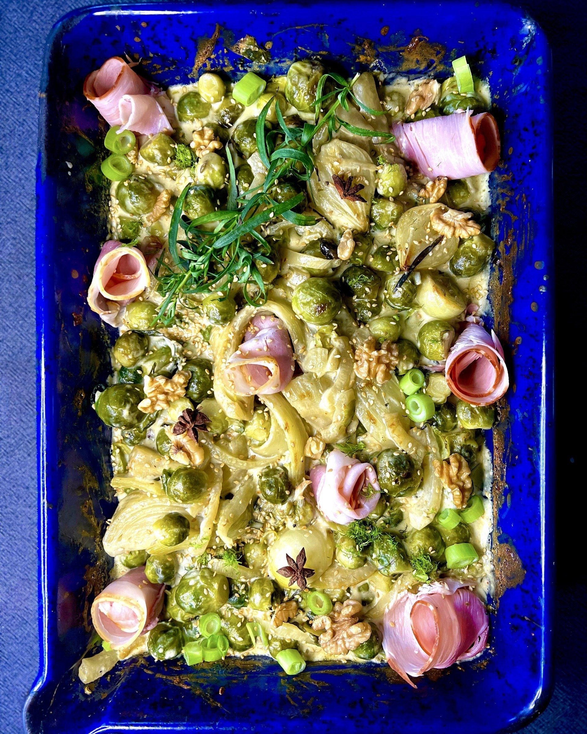 eteneteneten traybake venkel spruitjes