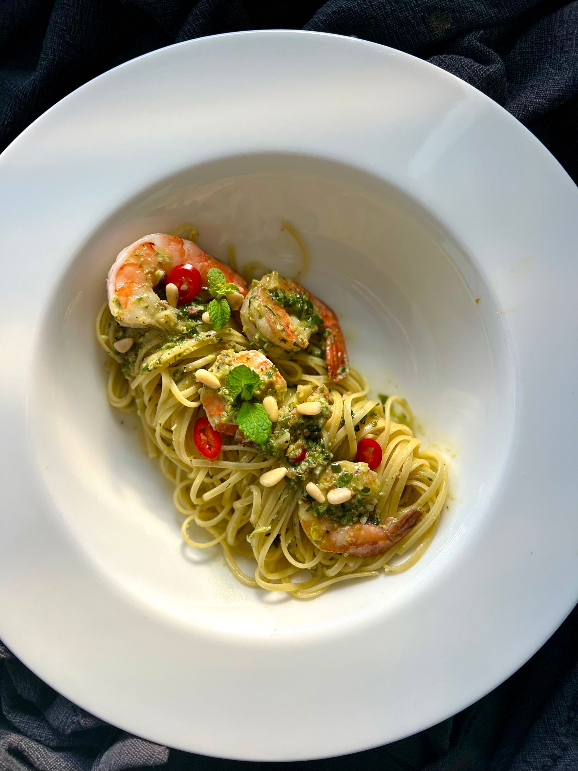 gambas pesto