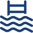 A blue icon of a ladder in the water.