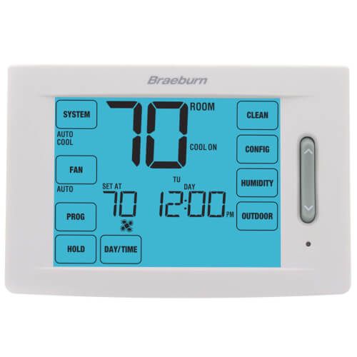 Braeburn 6245 series thermostat, touch screen, fan coil control, fan coil thermostat