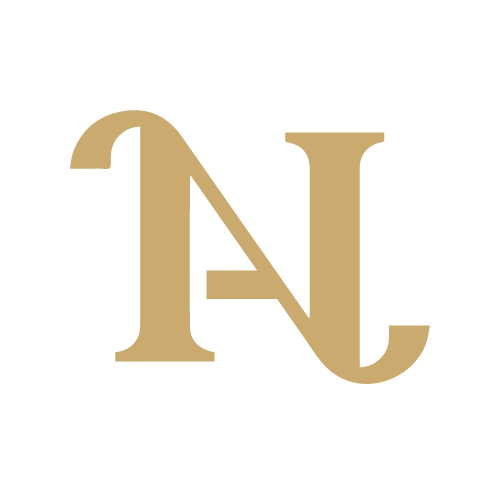 Logotipo monograma dorado con las letras 