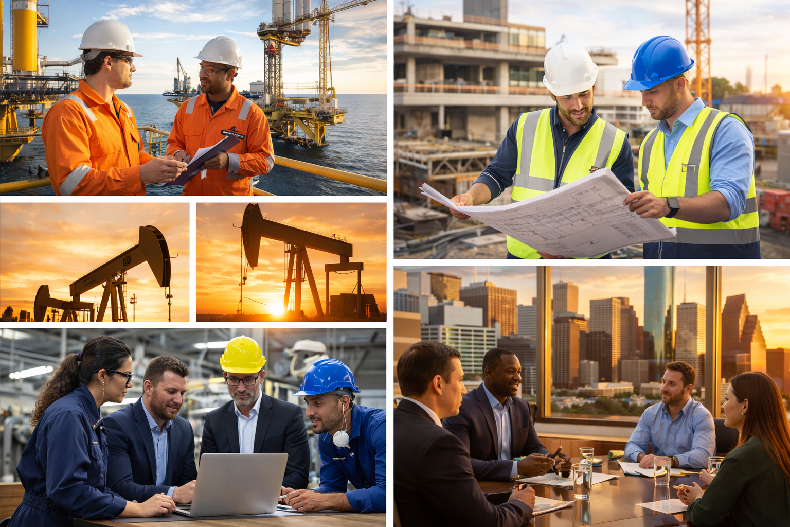 oil rig, construction site, manufacturing