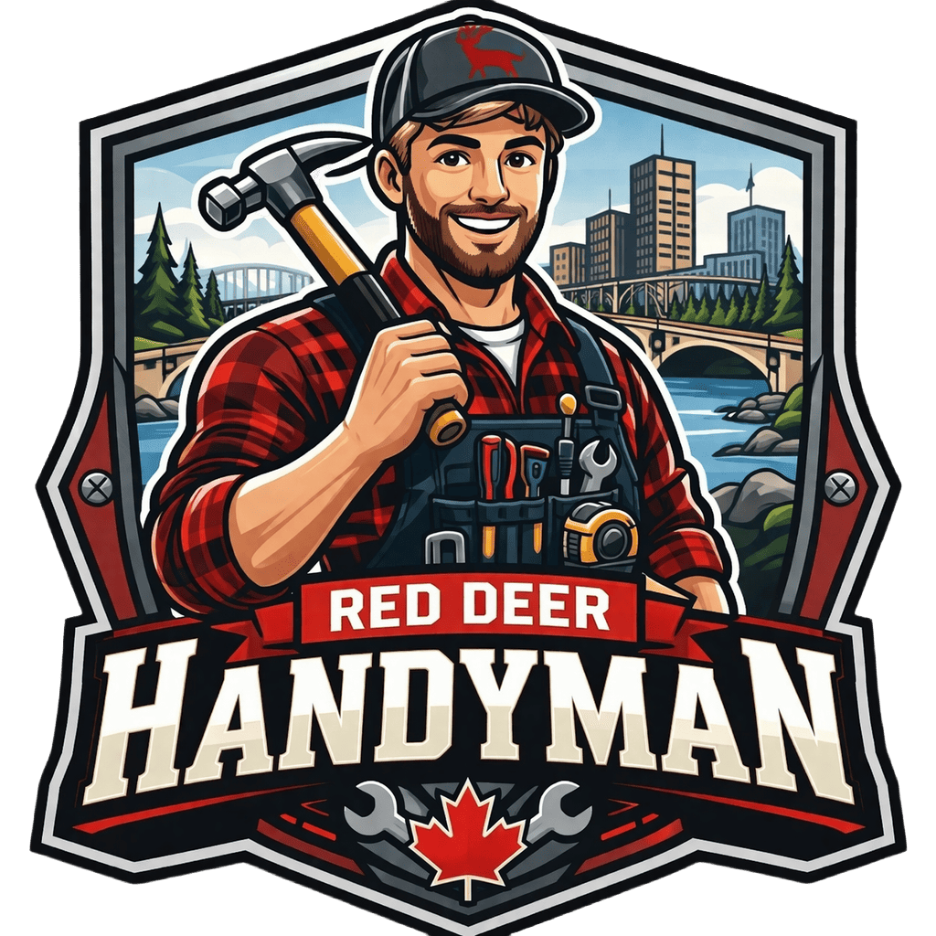 Cartoon repairman with blue cap holding a wrench, with the company name 