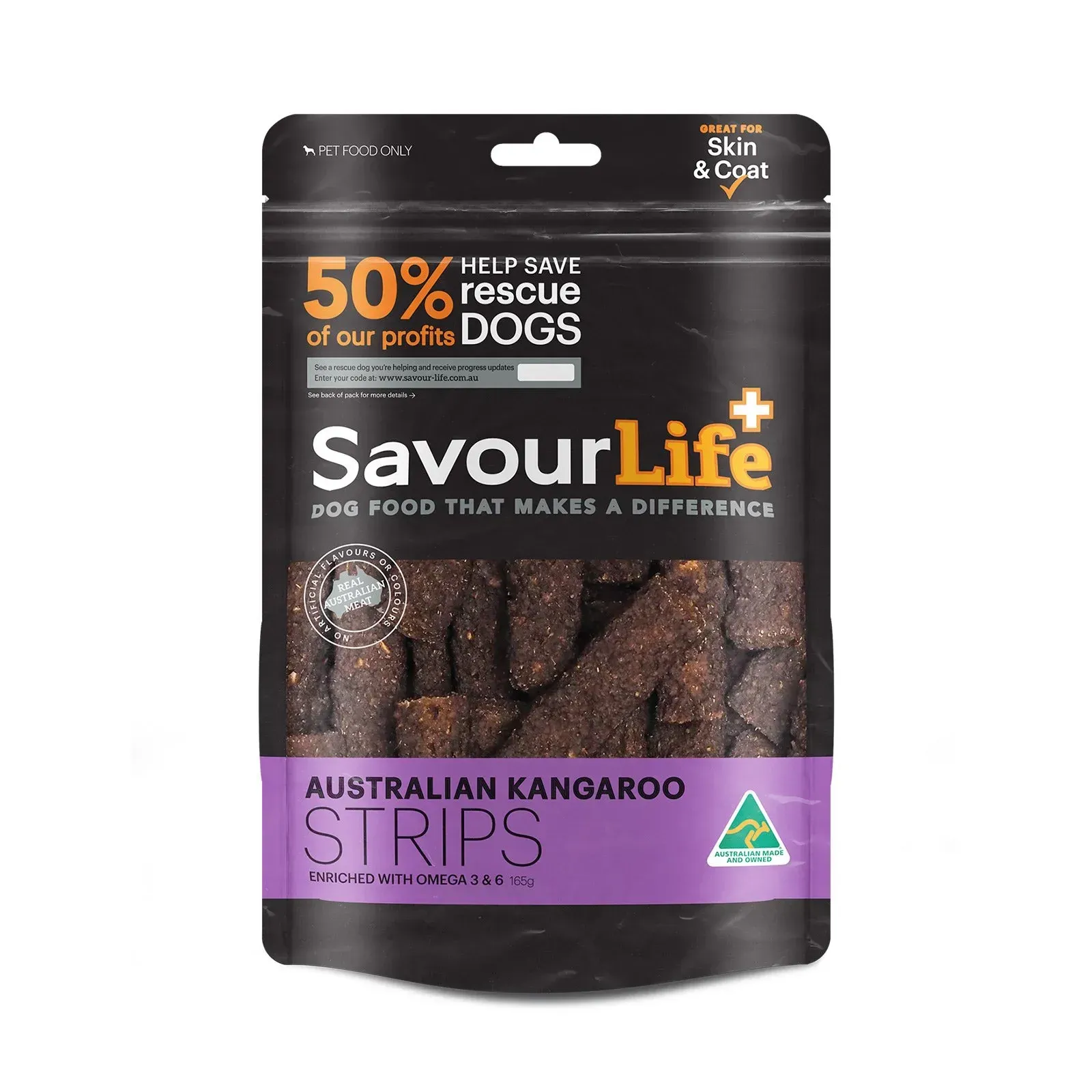 6 Bags of SavourLife Australian Kangaroo Strips Treats For Dogs (165gm per bag)