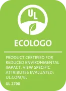 UL ECOLOGO green certification seal indicating a product with reduced environmental impact.